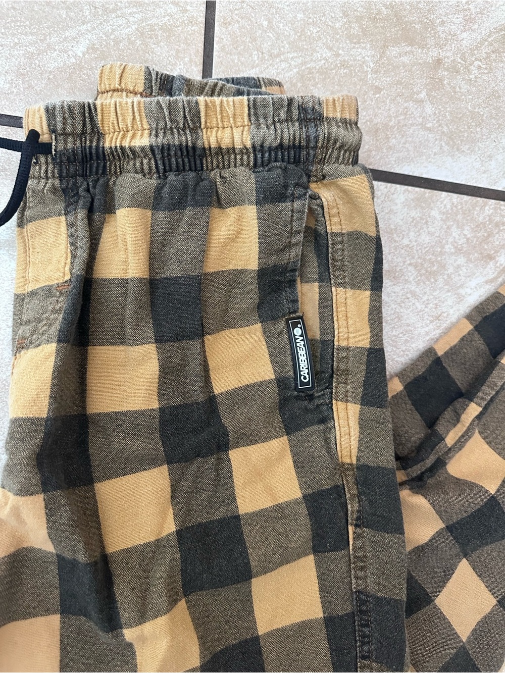 Caribbean Buffalo Plaid Cotton Pants in Black and Tan - Picture 7 of 9